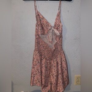 Floral pink tie detail romper
